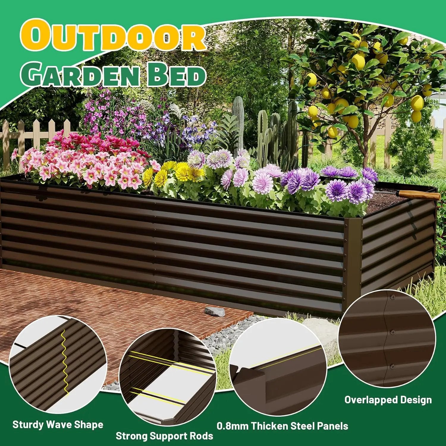 8×4×2 ft Galvanized Raised Garden Bed by HouseOfZazla