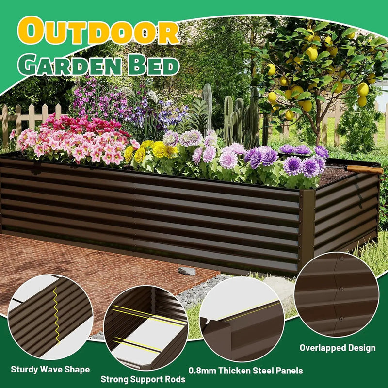 8×4×2 ft Galvanized Raised Garden Bed by HouseOfZazla