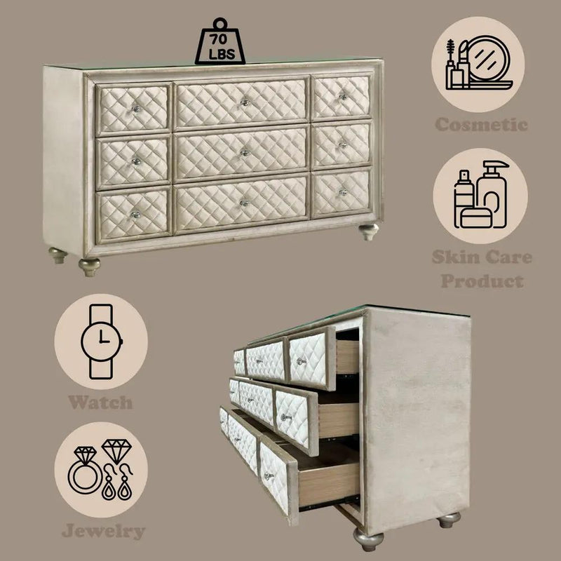 Lucienne - Dresser - Beige Velvet by Unique Piece Furniture