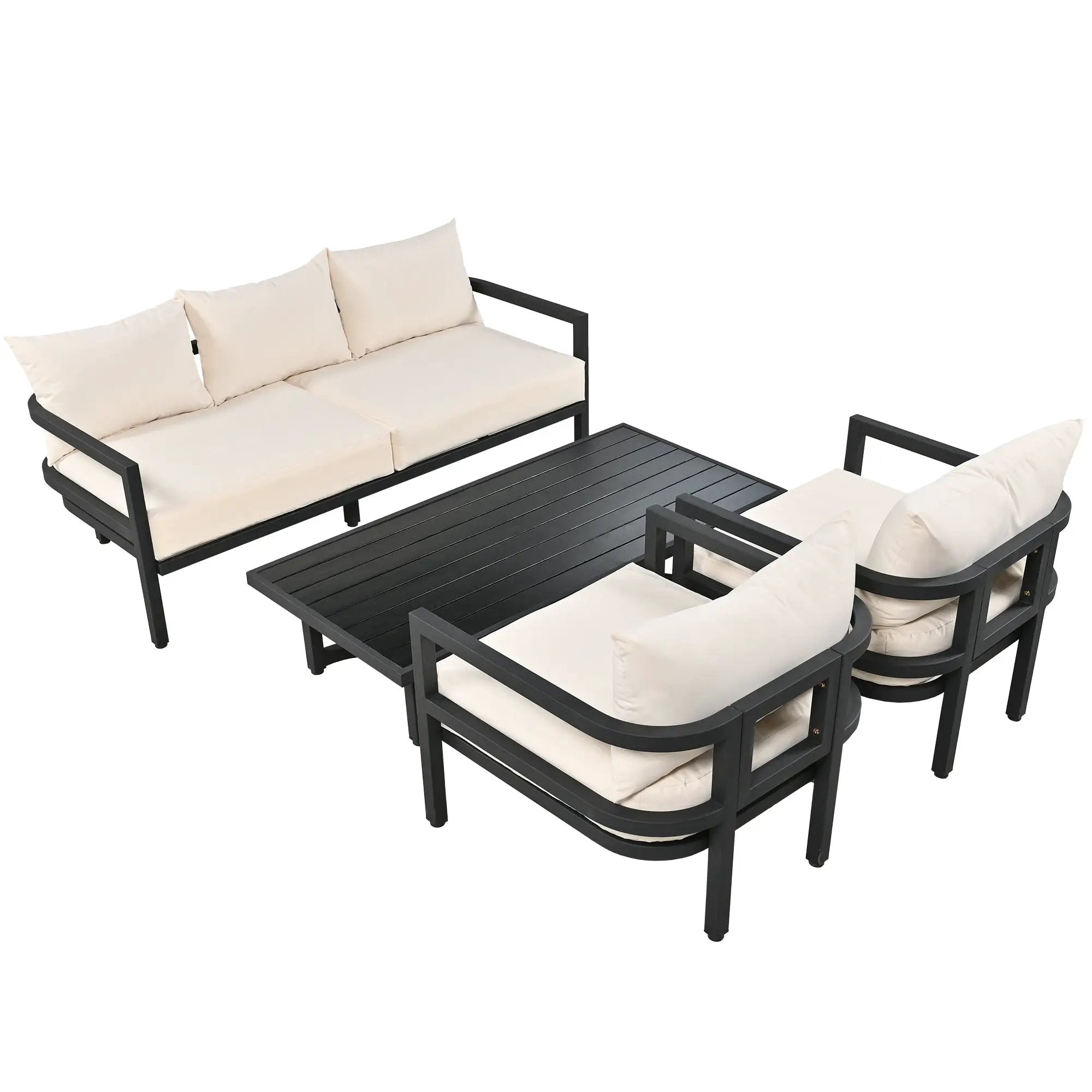 U_Style Multi-Person Outdoor Steel Sofa Set with Coffee Table by HouseOfZazla