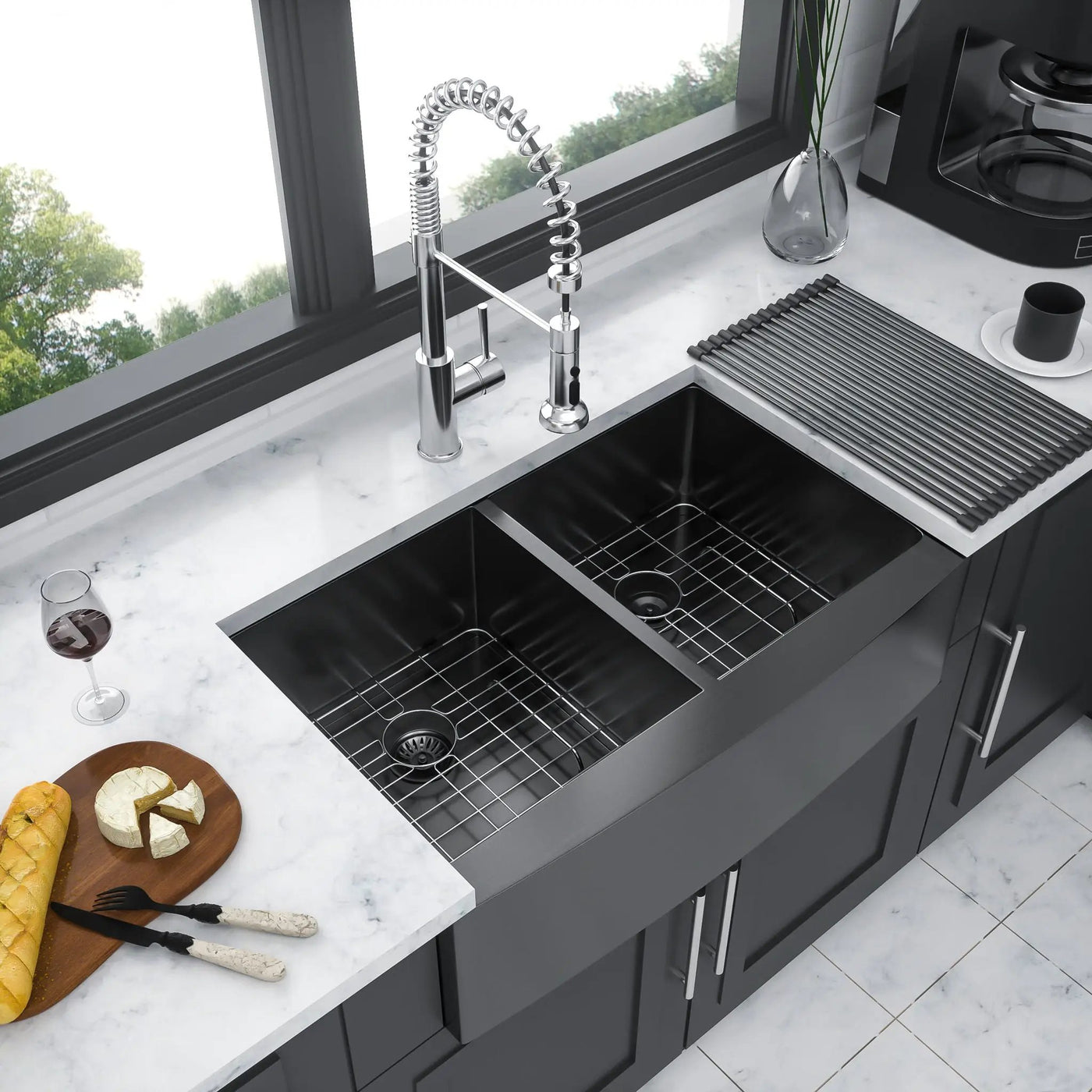 Double Bowl Farmhouse Sink / Stainless Steel Apron Front by HouseOfZazla
