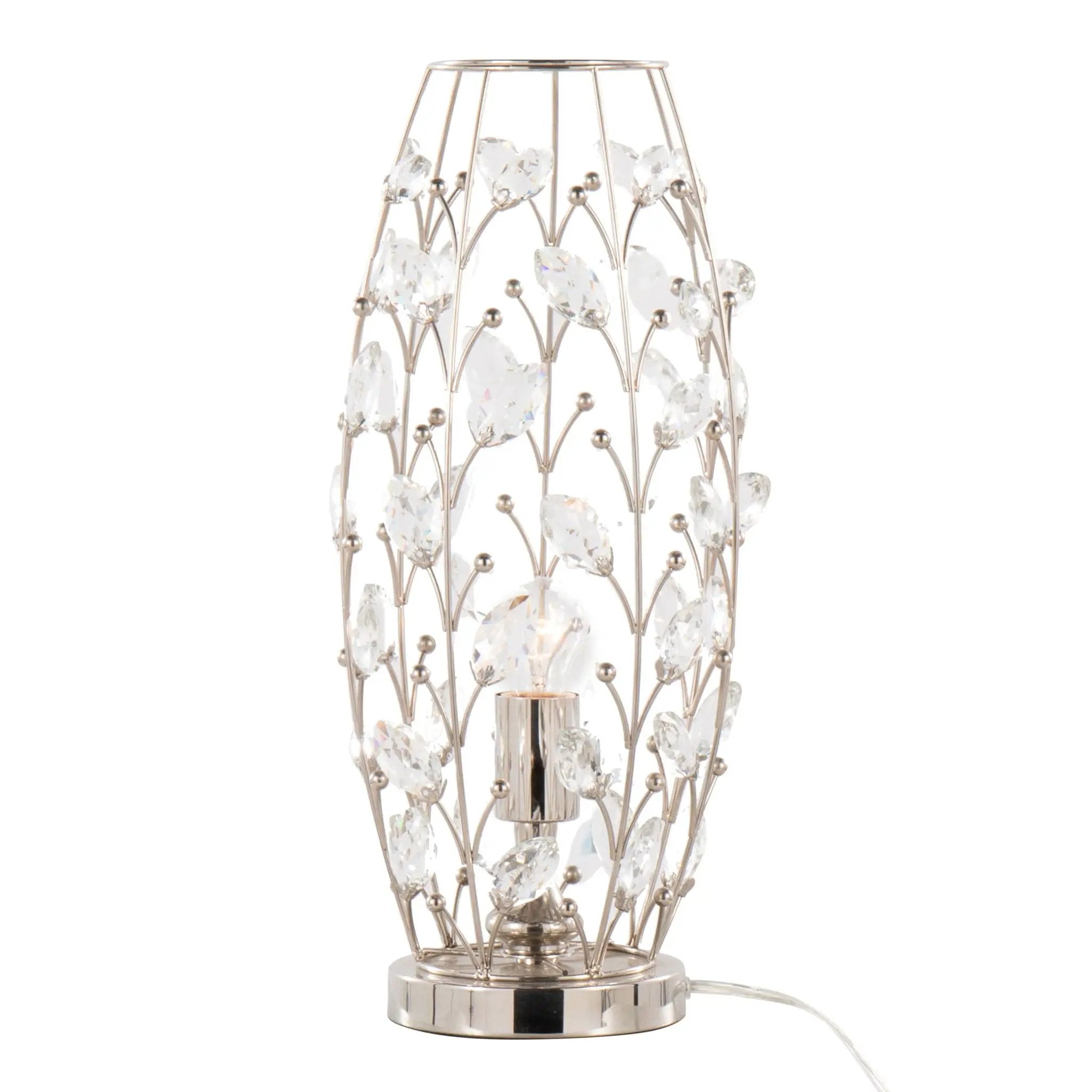 Crystal - Buds Contemporary Uplight Lamp - Polished Nickel / Clear Crystal by HouseOfZazla