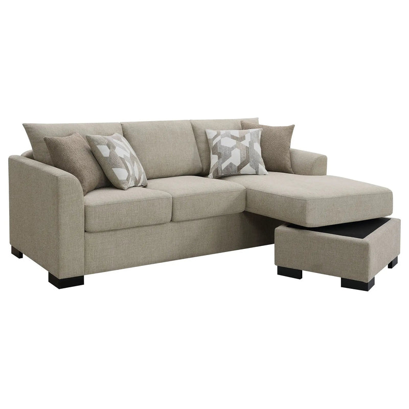 Storey Upholstered Sleeper Sectional Chaise Sofa Camel by Unique Piece Furniture