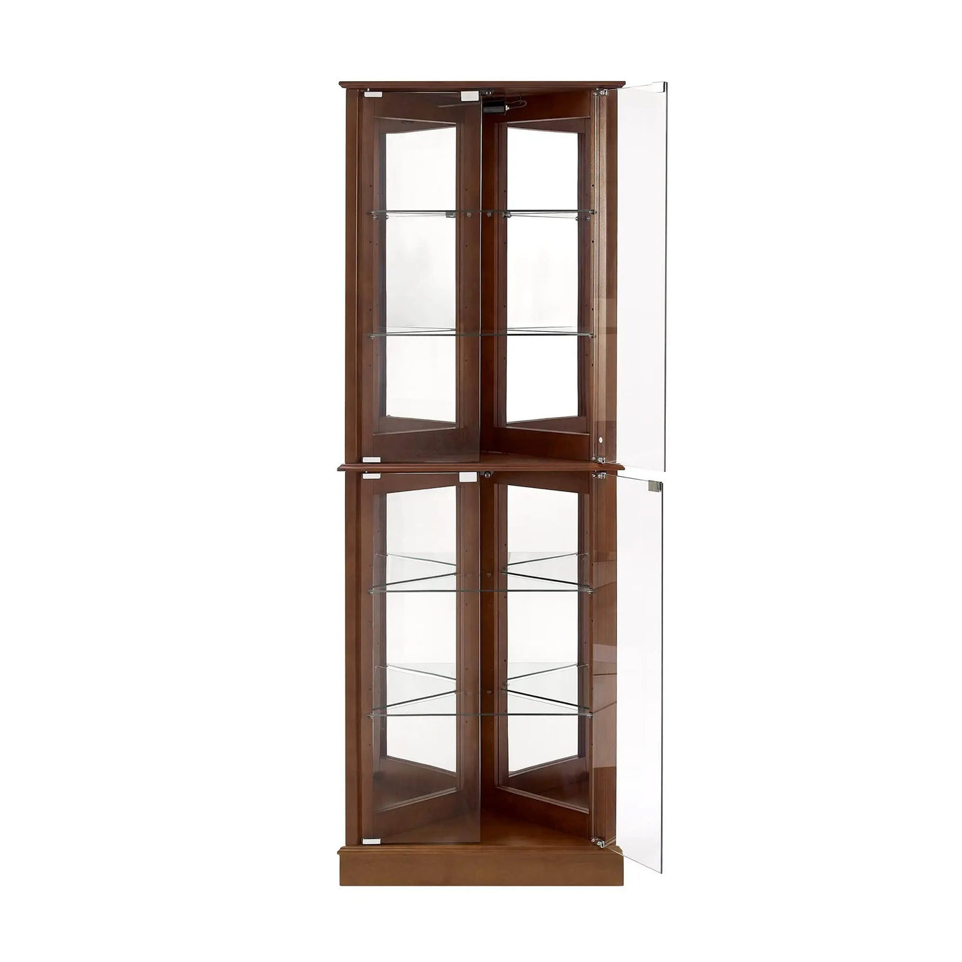 Corner Curio Dispaly Cabinet With Lights, Adjustable Tempered Glass Shelves, Mirrored Back (E26 Light Bulb Not Included) by HouseOfZazla