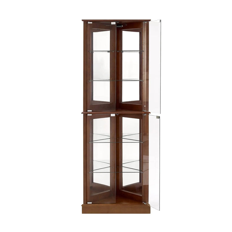 Corner Curio Dispaly Cabinet With Lights, Adjustable Tempered Glass Shelves, Mirrored Back (E26 Light Bulb Not Included) by HouseOfZazla