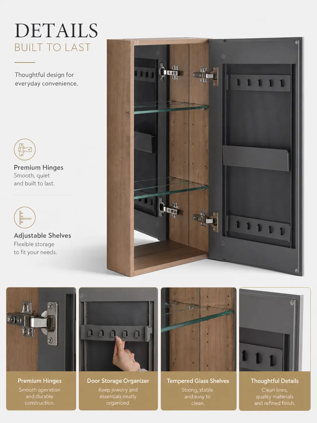 14'' Bathroom Mirror Cabinet with Storage by HouseOfZazla