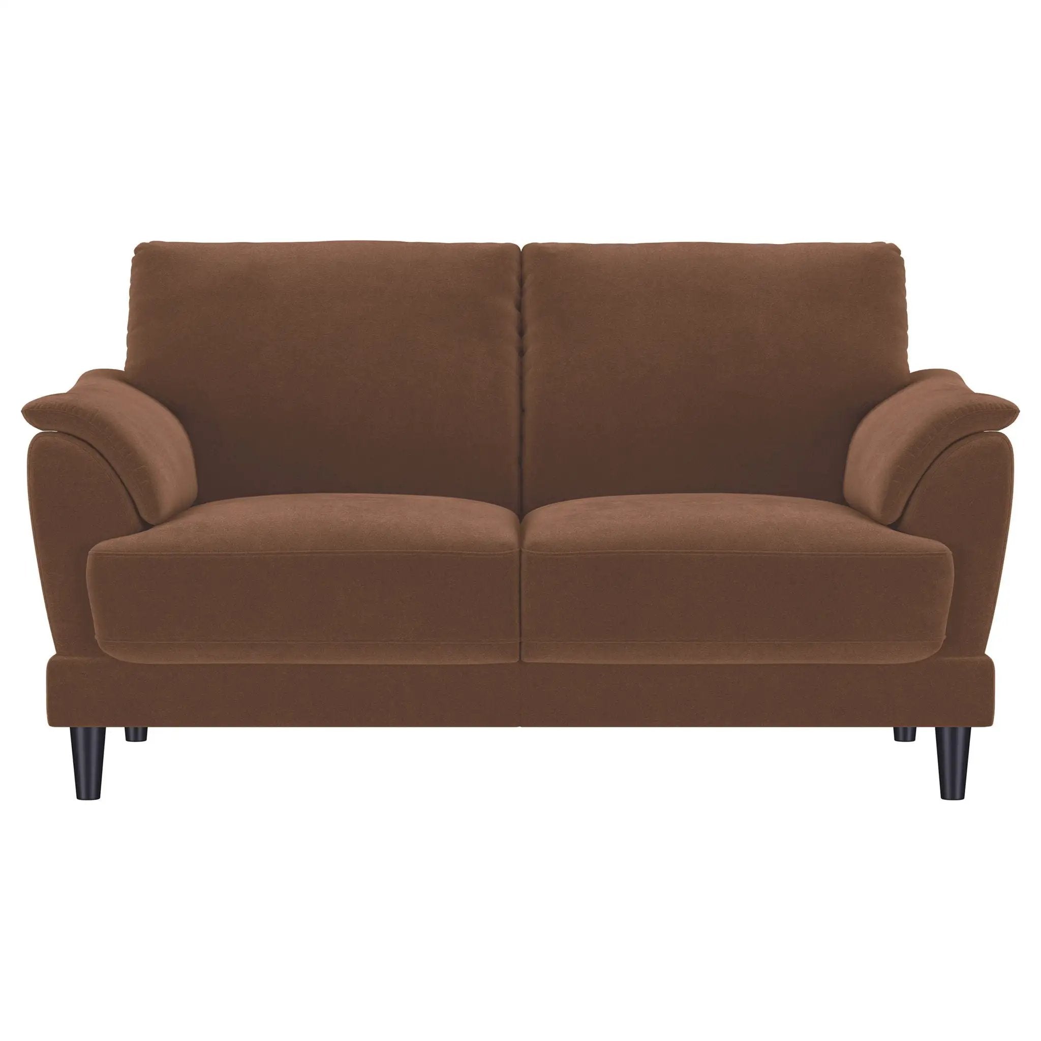 Selma Velvet Upholstered Crescent Arm Loveseat Rust by Unique Piece Furniture