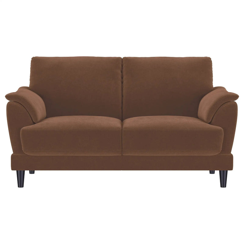Selma Velvet Upholstered Crescent Arm Loveseat Rust by Unique Piece Furniture