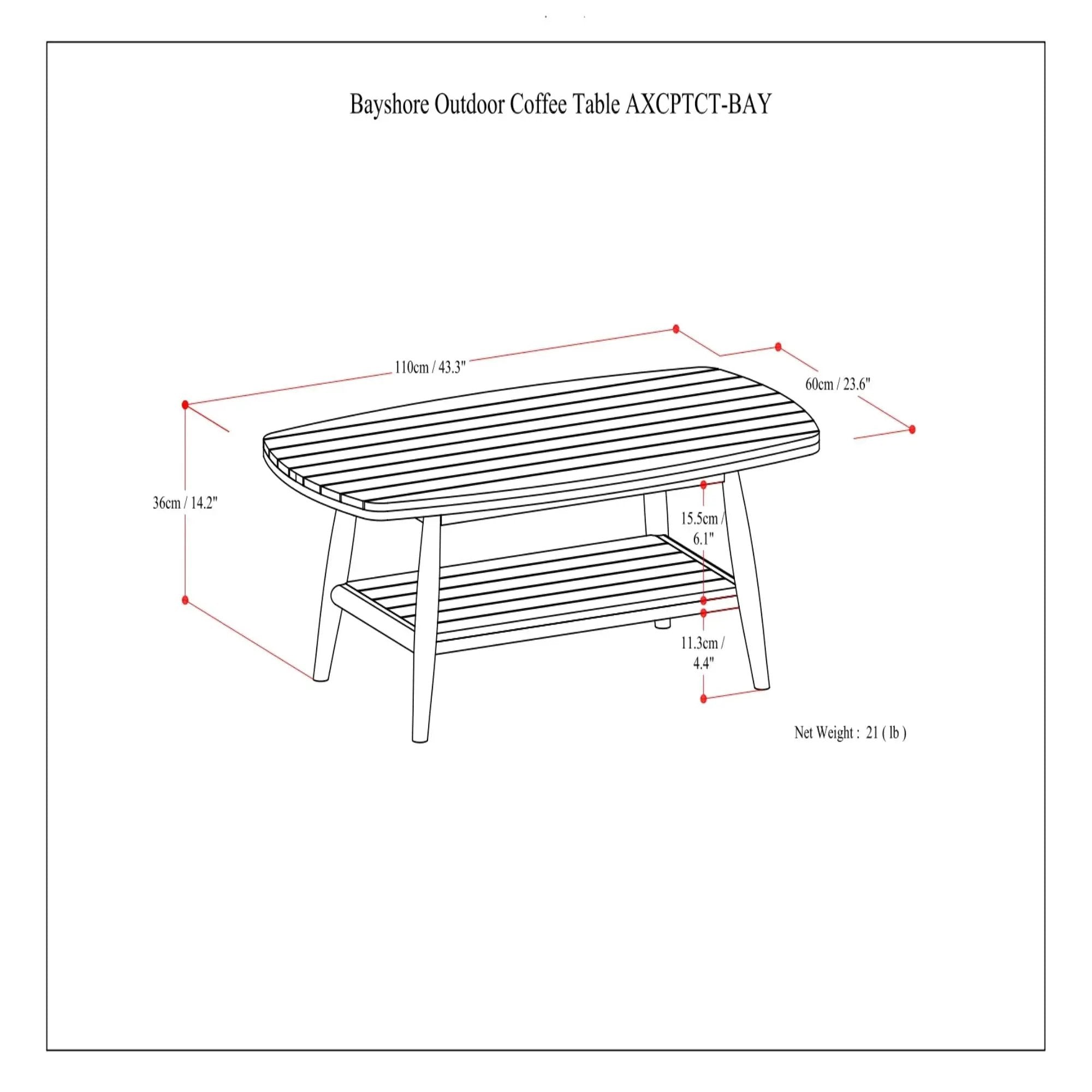 Bayshore - Outdoor Coffee Table - Light Teak by HouseOfZazla