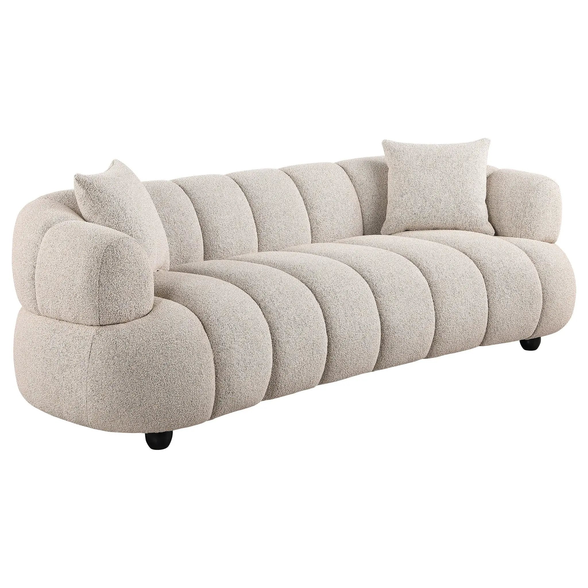 Whitney Contemporary Channel Tufted Boucle Upholstered Sofa Set by Unique Piece Furniture