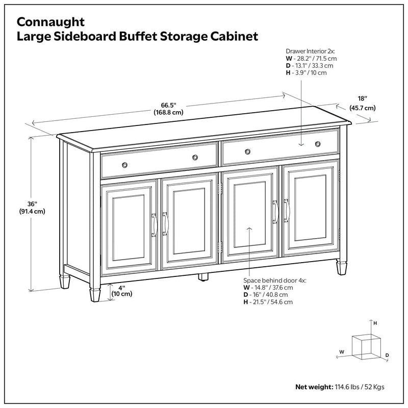 Connaught - Large Sideboard Buffet Storage Cabinet - Brown by HouseOfZazla