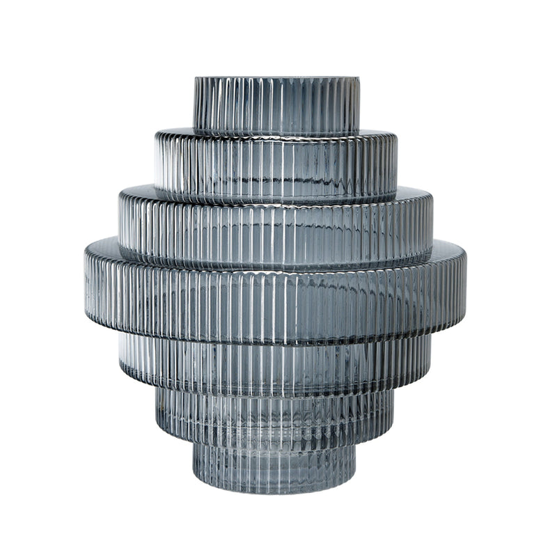 Multi-Tiered Geometric Vase with Smoked Glass Finish by HouseOfZazla