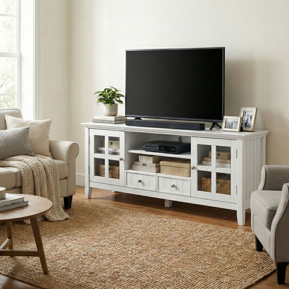 Solid Wood TV Media Stand with Drawers and Cabinets - Multiple Colors, photo 24 of 27