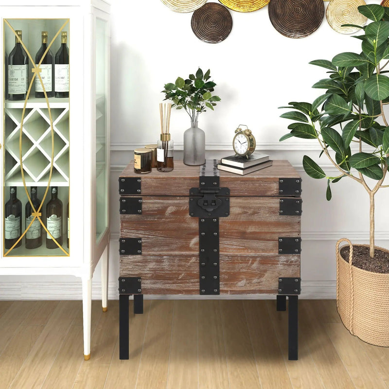 Trunk Table And Side Table With Large Storage Dress Up Your Liviing Room (Set of 3) - Antique Gray by HouseOfZazla