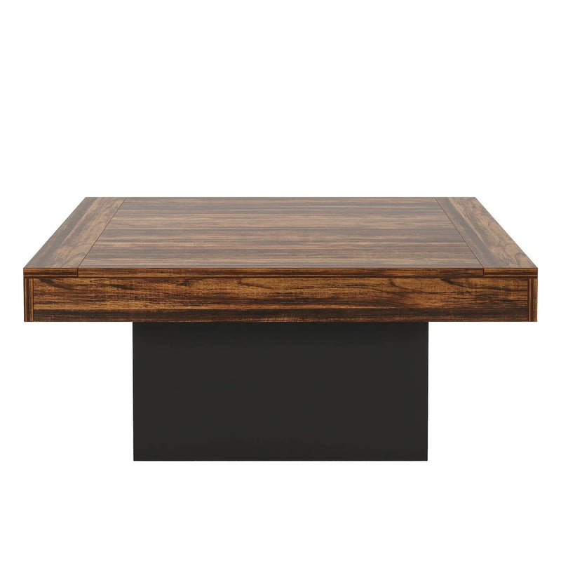 LED Coffee Table With Base, Center Table For Living Room - Rustic Brown by HouseOfZazla