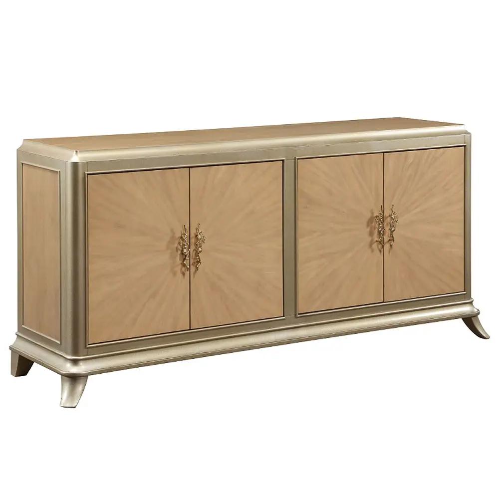 Dodie - Console Cabinet - Natural Oak Sunburst Pattern & Taupe Champaign by Unique Piece Furniture