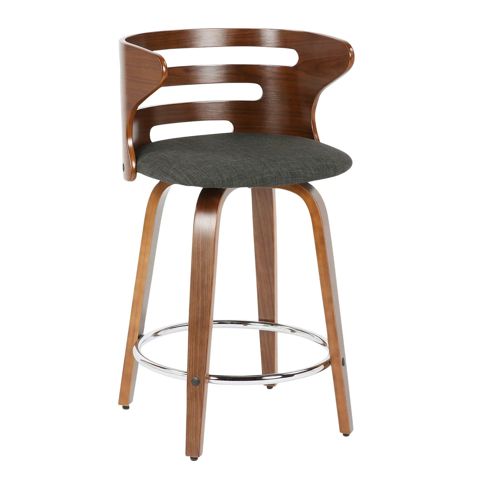 Cosini - Mid Century Modern Fixed Height Counter Stool With Footrest With Swivel (Set of 2) by HouseOfZazla
