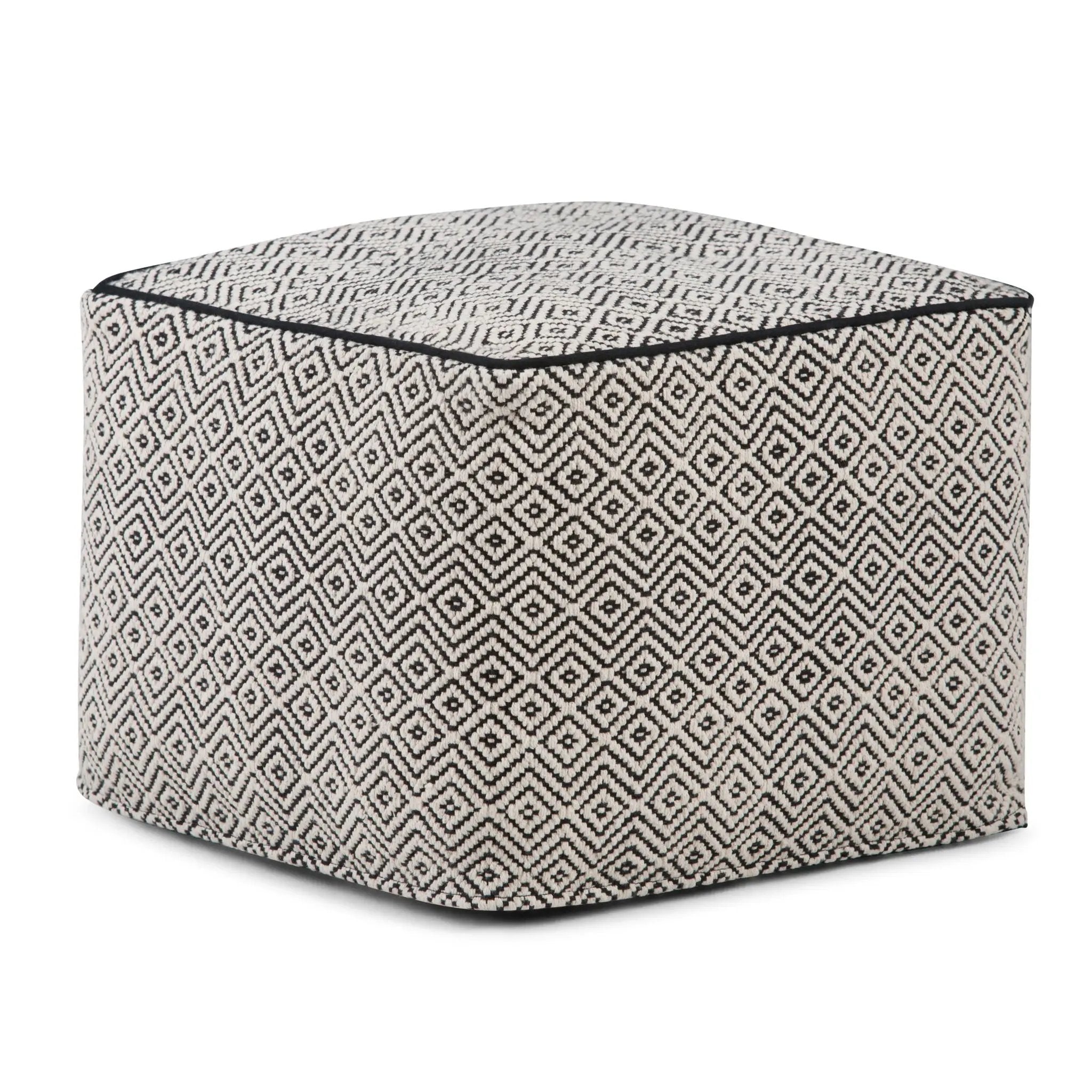 Brynn - Square Pouf - Patterned Black / Natural by Unique Piece Furniture