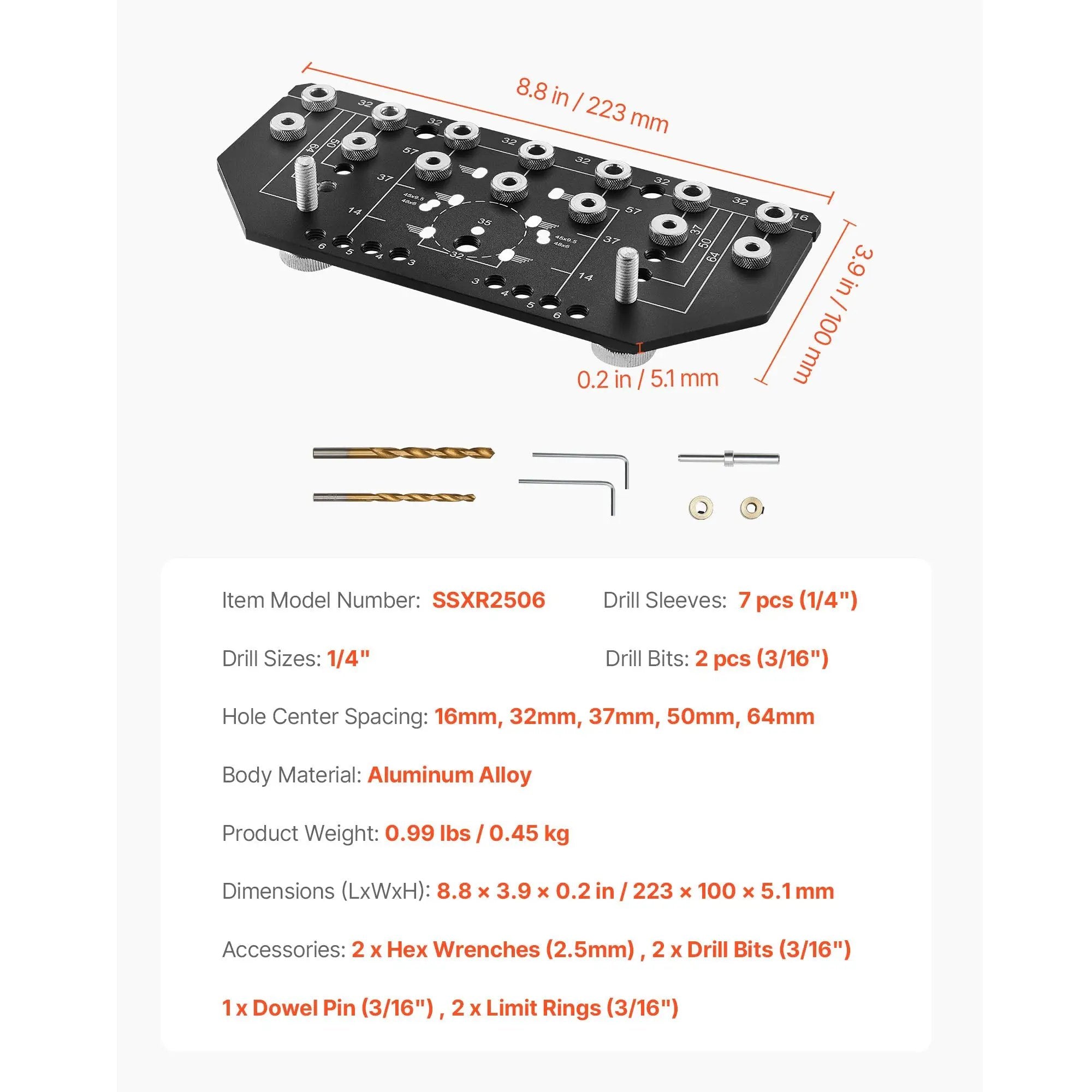 Shelf Pin Jig and Hinge Jig Two-in-One Aluminum Alloy Cabinet Hole Drilling Tool by HouseOfZazla
