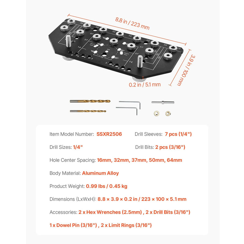 Shelf Pin Jig and Hinge Jig Two-in-One Aluminum Alloy Cabinet Hole Drilling Tool by HouseOfZazla