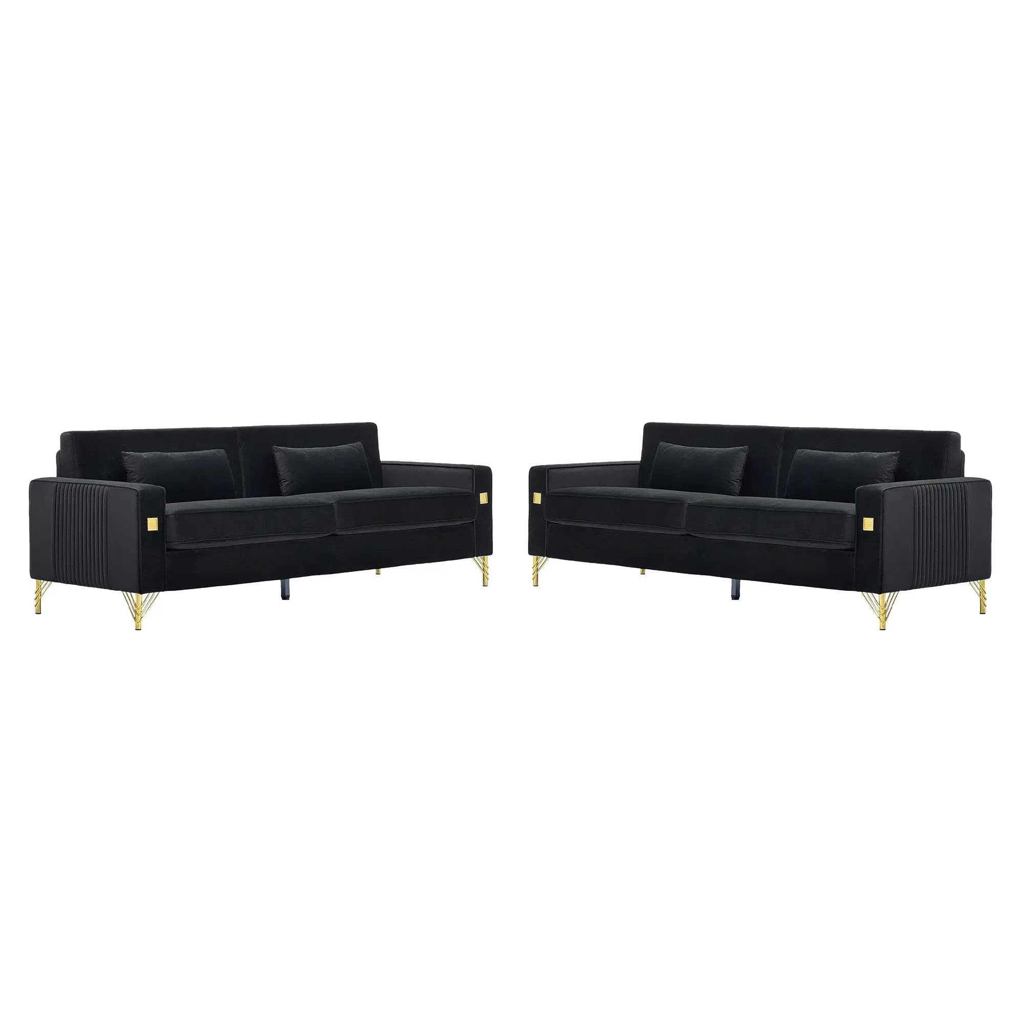 Black Velvet 2-Piece Sofa Set by HouseOfZazla
