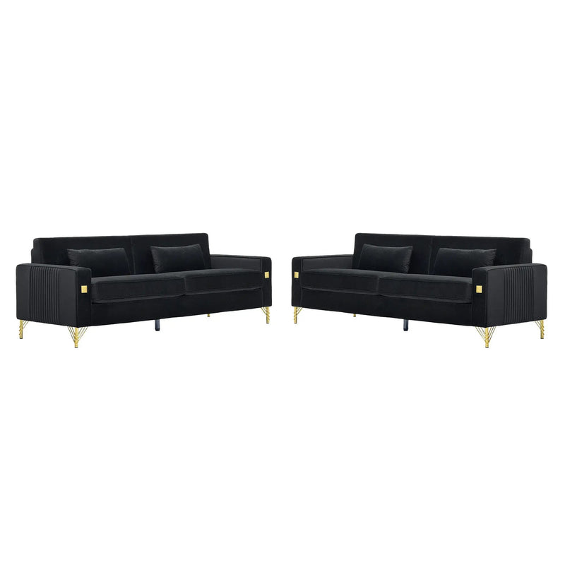 Black Velvet 2-Piece Sofa Set by HouseOfZazla