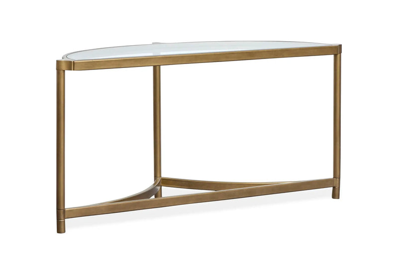 Cassidy - Demilune Sofa Table - Aged Brass And Volakas Classic by Unique Piece Furniture