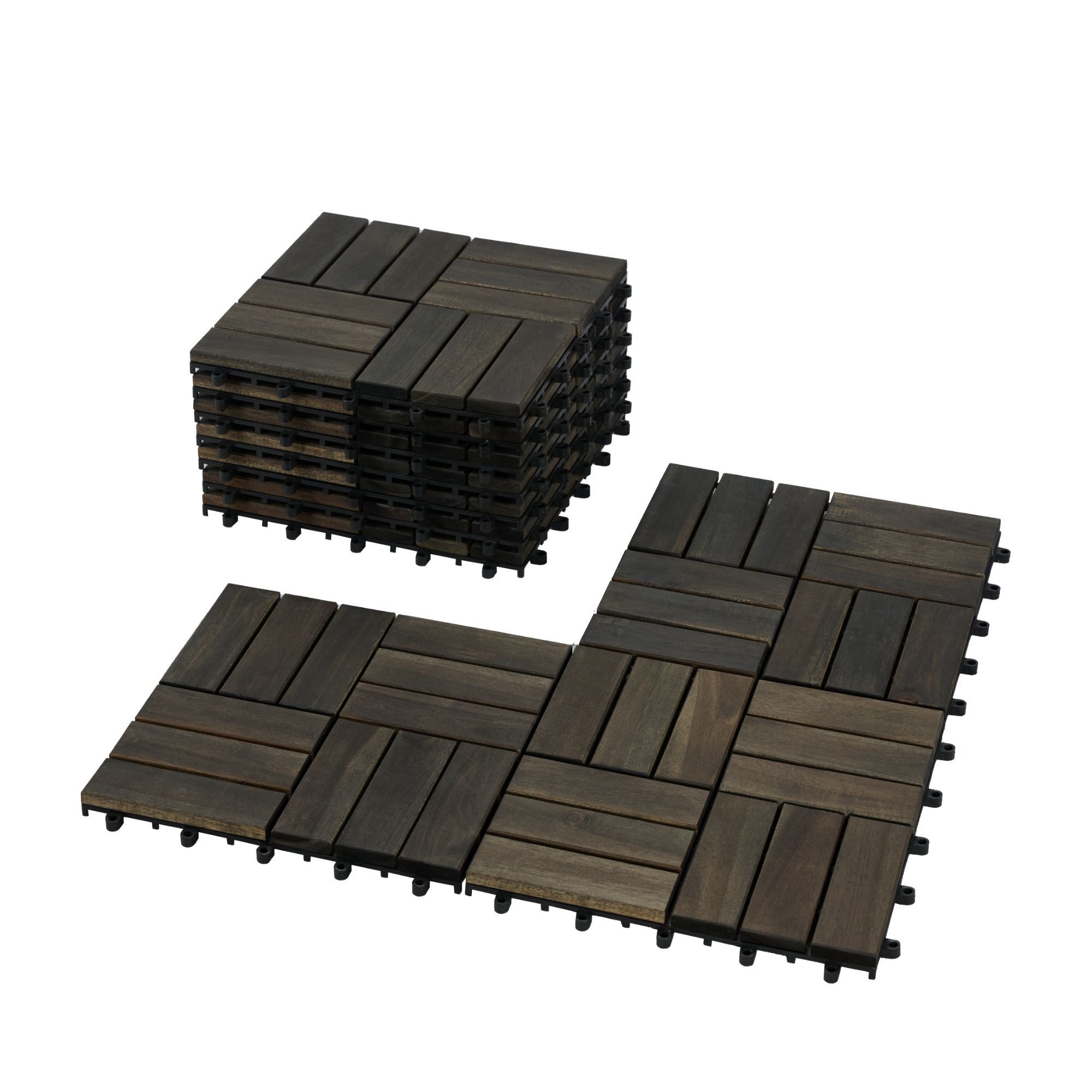 Acacia Wood Interlocking Deck Tiles Checker Pattern For Outdoor Flooring by HouseOfZazla