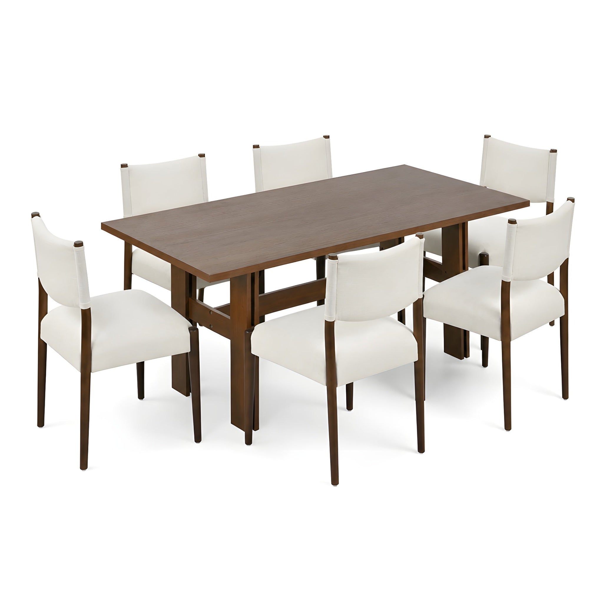 7 Pieces Modern Dining Set, Rustic Farmhouse Solid Wood Kitchen Table Set for 6 by HouseOfZazla