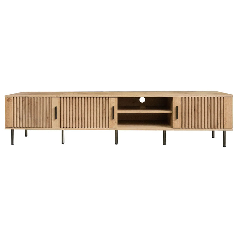 78" TV Stand For TVs Up To 85" With Closed Storage, Living Room Entertainment Center - Natural Wood by Unique Piece Furniture