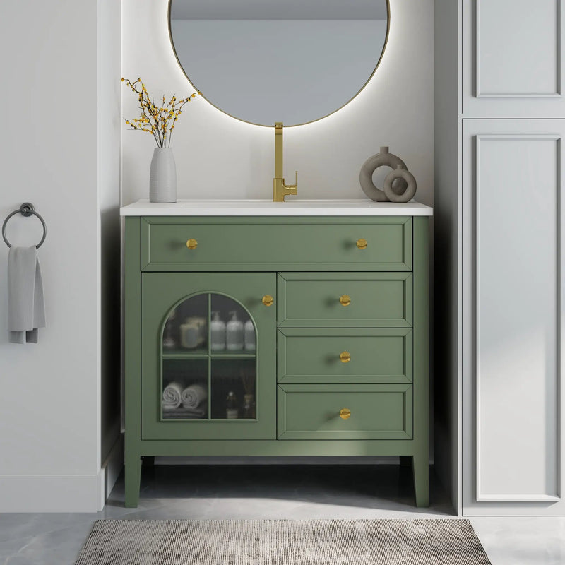 35.6" Mid-Century Bathroom Vanity Sink by HouseOfZazla