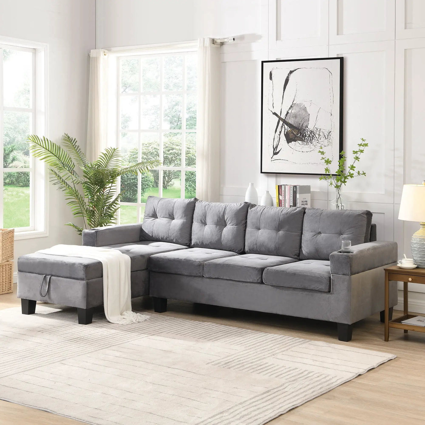 Modern Sectional Sofa Set With L Shape Chaise Lounge And Storage by Unique Piece Furniture