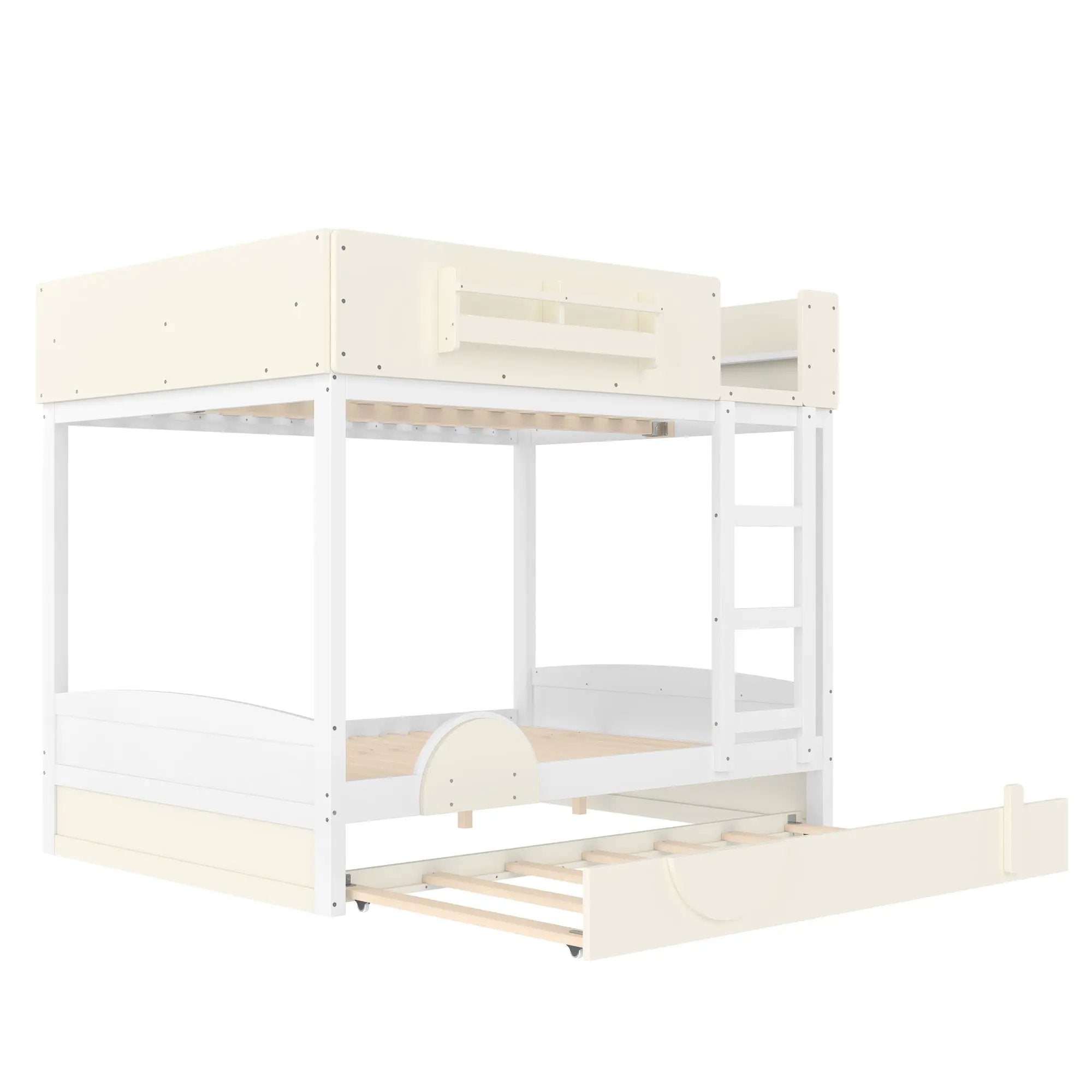 Full Bunk Bed with Trundle, Wood Bunk Bed Frame with Bookshelf by HouseOfZazla