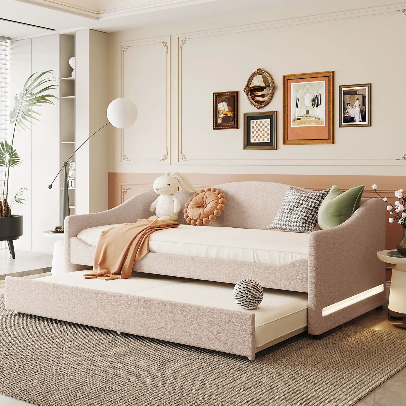 Design Upholstered Daybed With Light and Trundle by HouseOfZazla