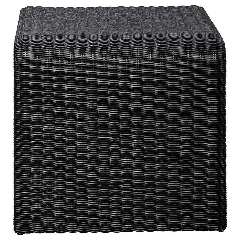 Cahya Woven Rattan Square End Table Black by Unique Piece Furniture