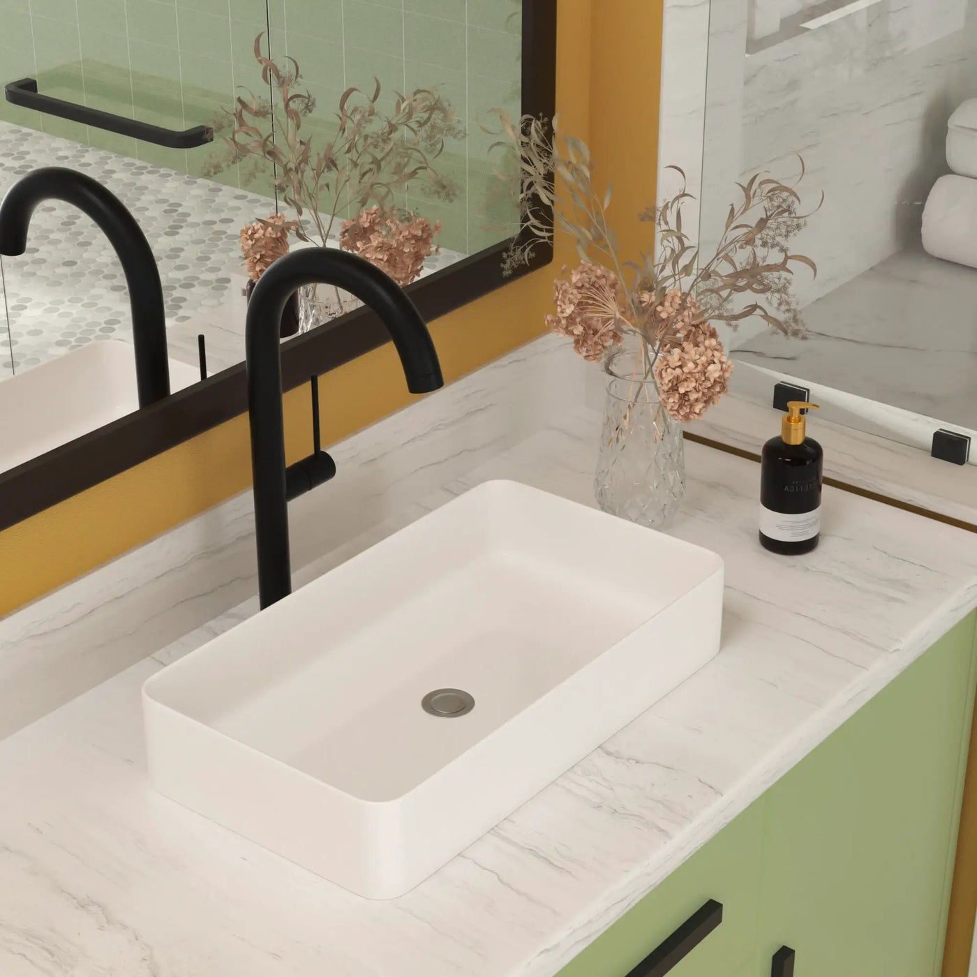 Modern Ceramic Rectangular Bathroom Vessel Sink With European Design by HouseOfZazla