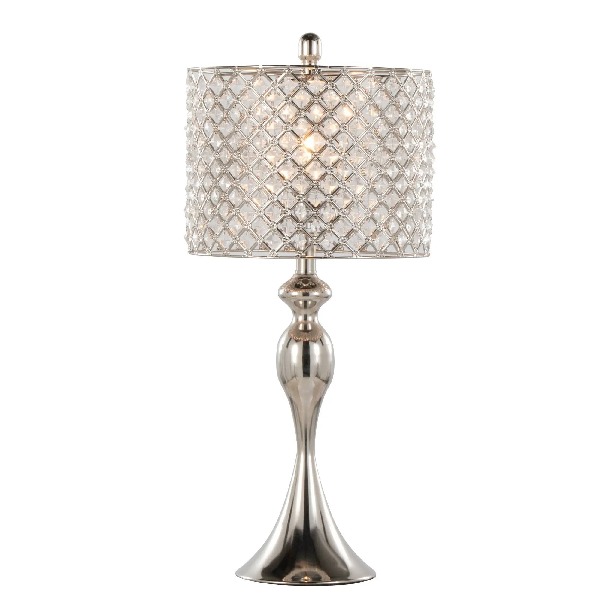 Ashland - Contemporary Table Lamp Square Clear Crystal (Set of 2) - Polished Nickel by HouseOfZazla