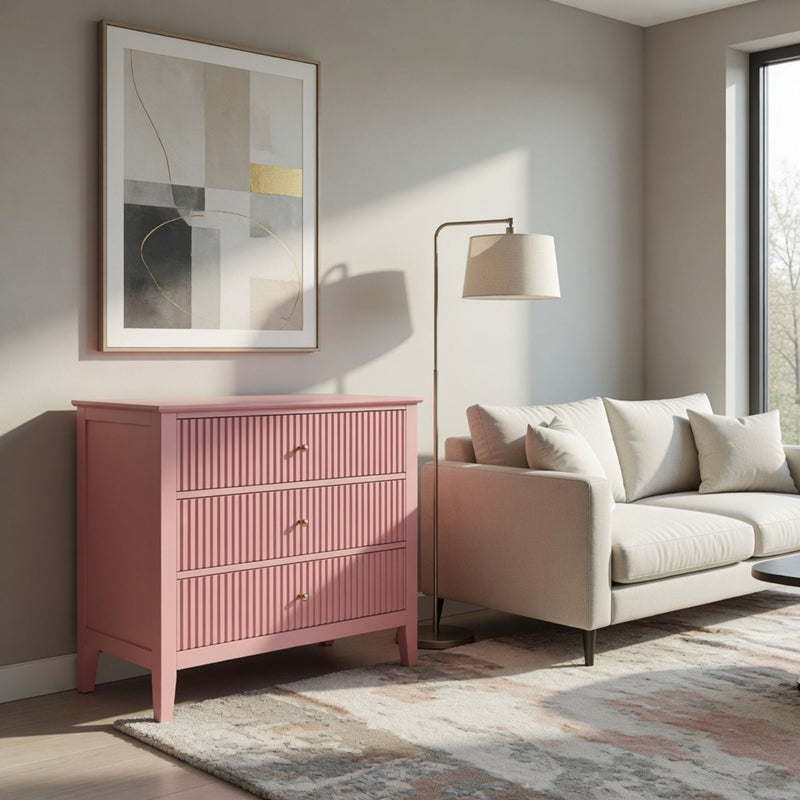 Fluted 3 Drawer Nightstand With Soft Close Slides by HouseOfZazla