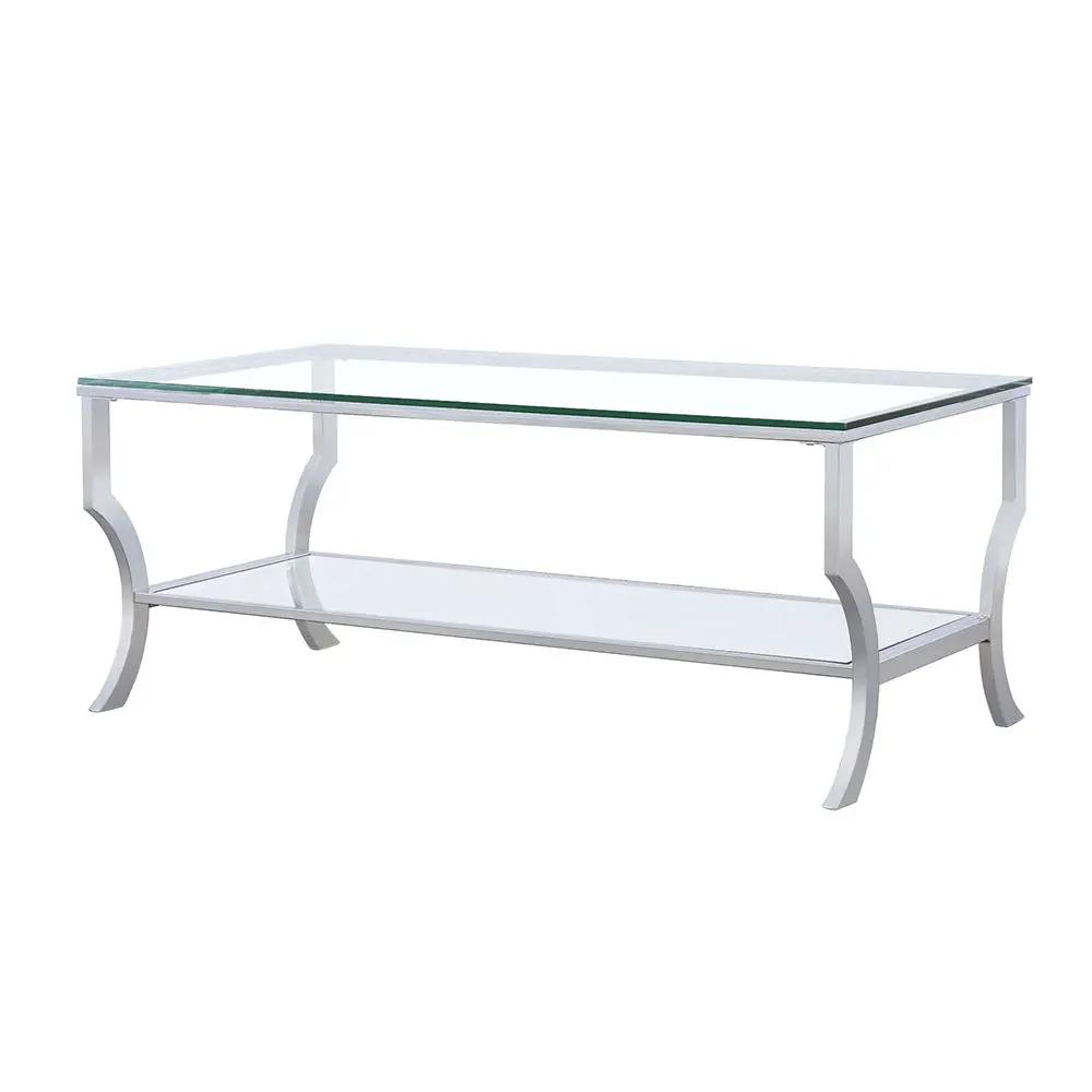 Saide Rectangular Glass Top Coffee Table Chrome by Unique Piece Furniture