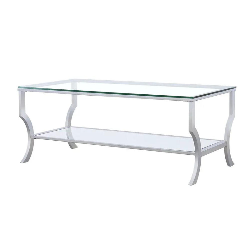 Saide Rectangular Glass Top Coffee Table Chrome by Unique Piece Furniture