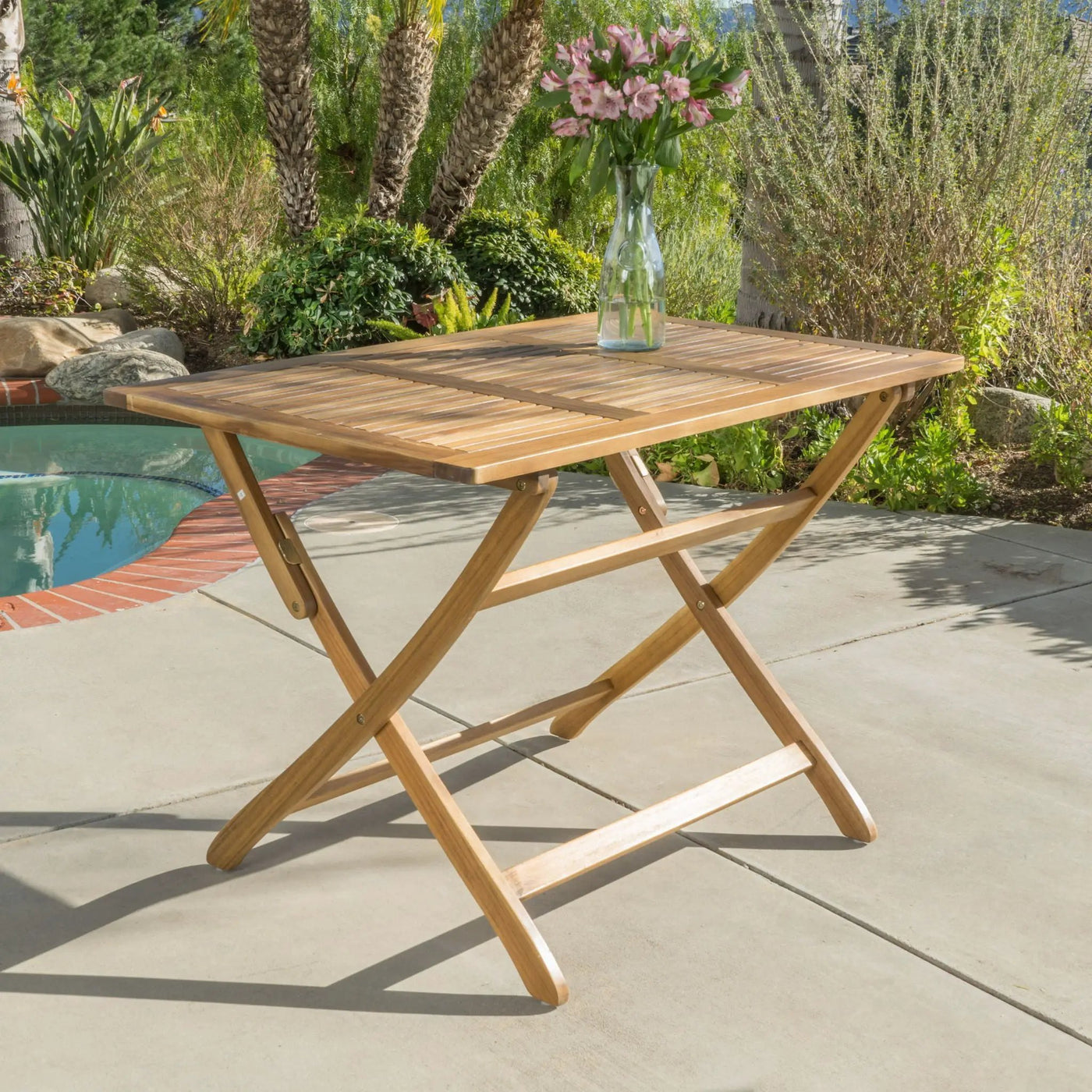 Blissique Outdoor Foldable Wood Dining Table With Slat Design by HouseOfZazla