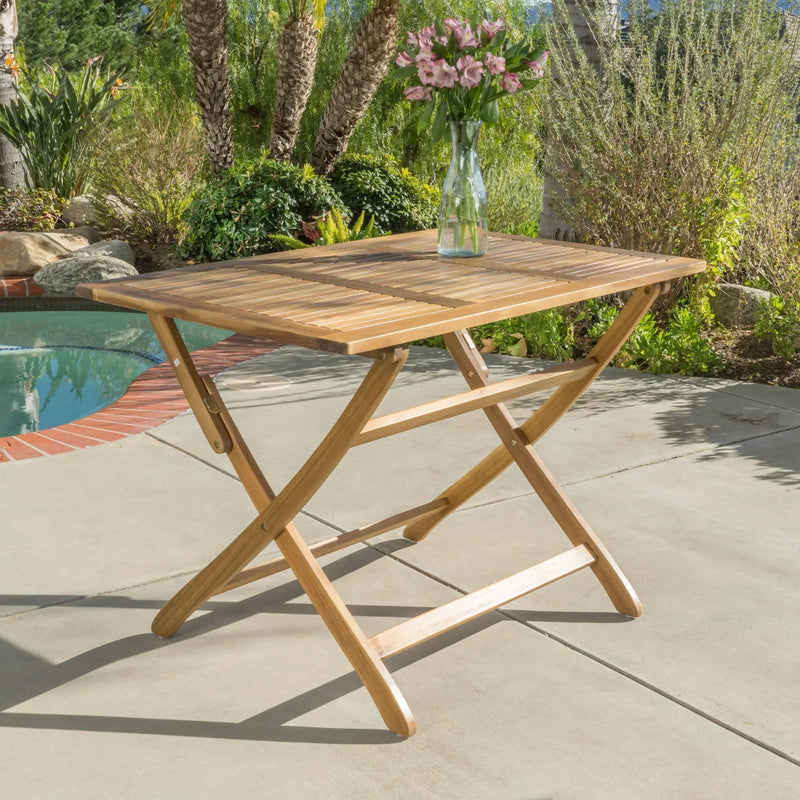 Blissique Outdoor Foldable Wood Dining Table With Slat Design by HouseOfZazla