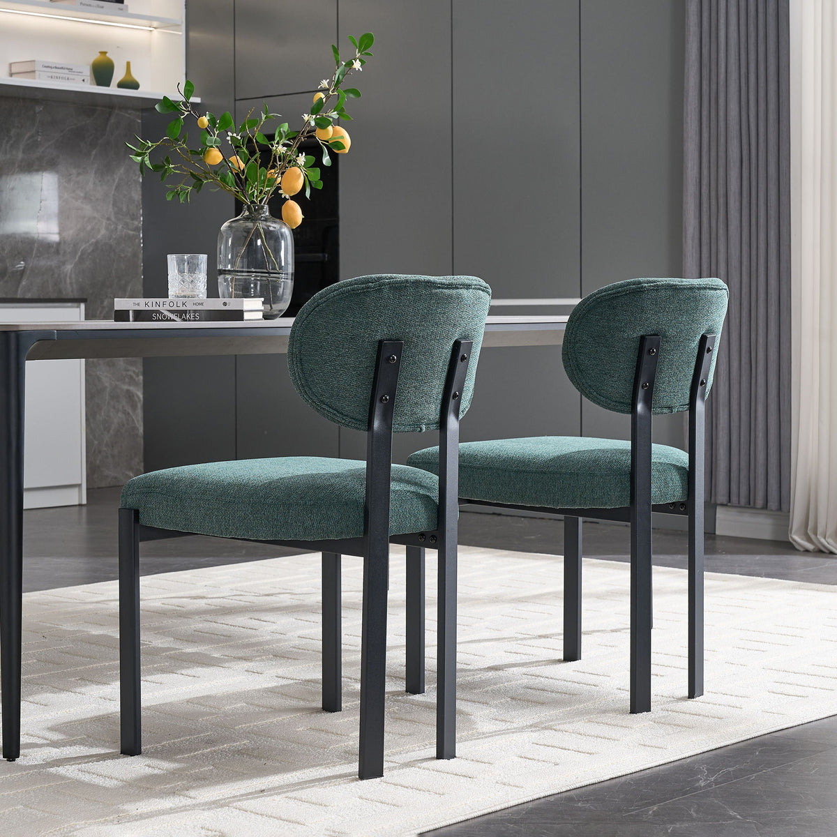 Modern Dining Armless Chairs Set of 2 with Metal Legs - Orange or Green, photo 34 of 35