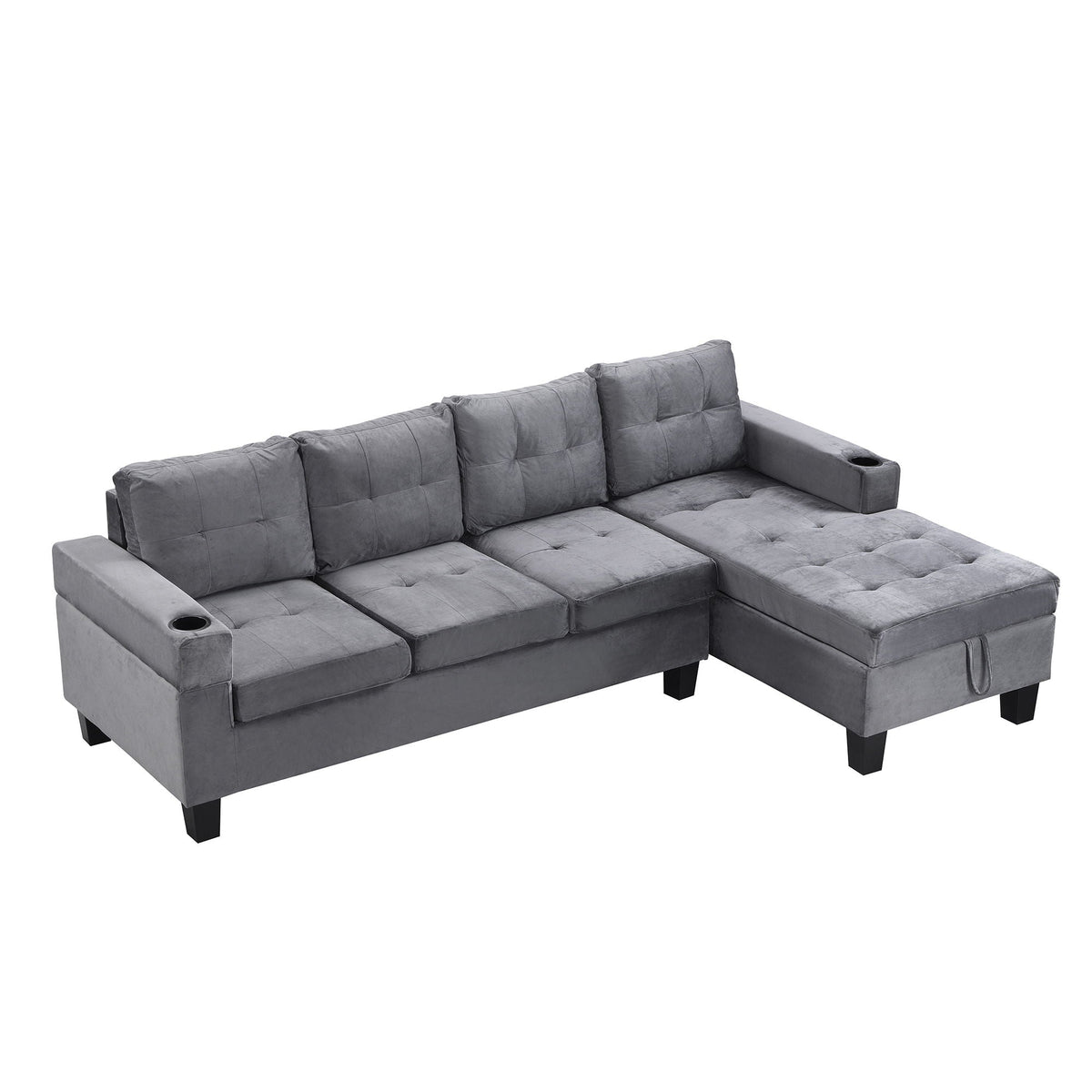 Modern Sectional Sofa Set With L Shape Chaise Lounge and Storage - Dark Gray, photo 28 of 30