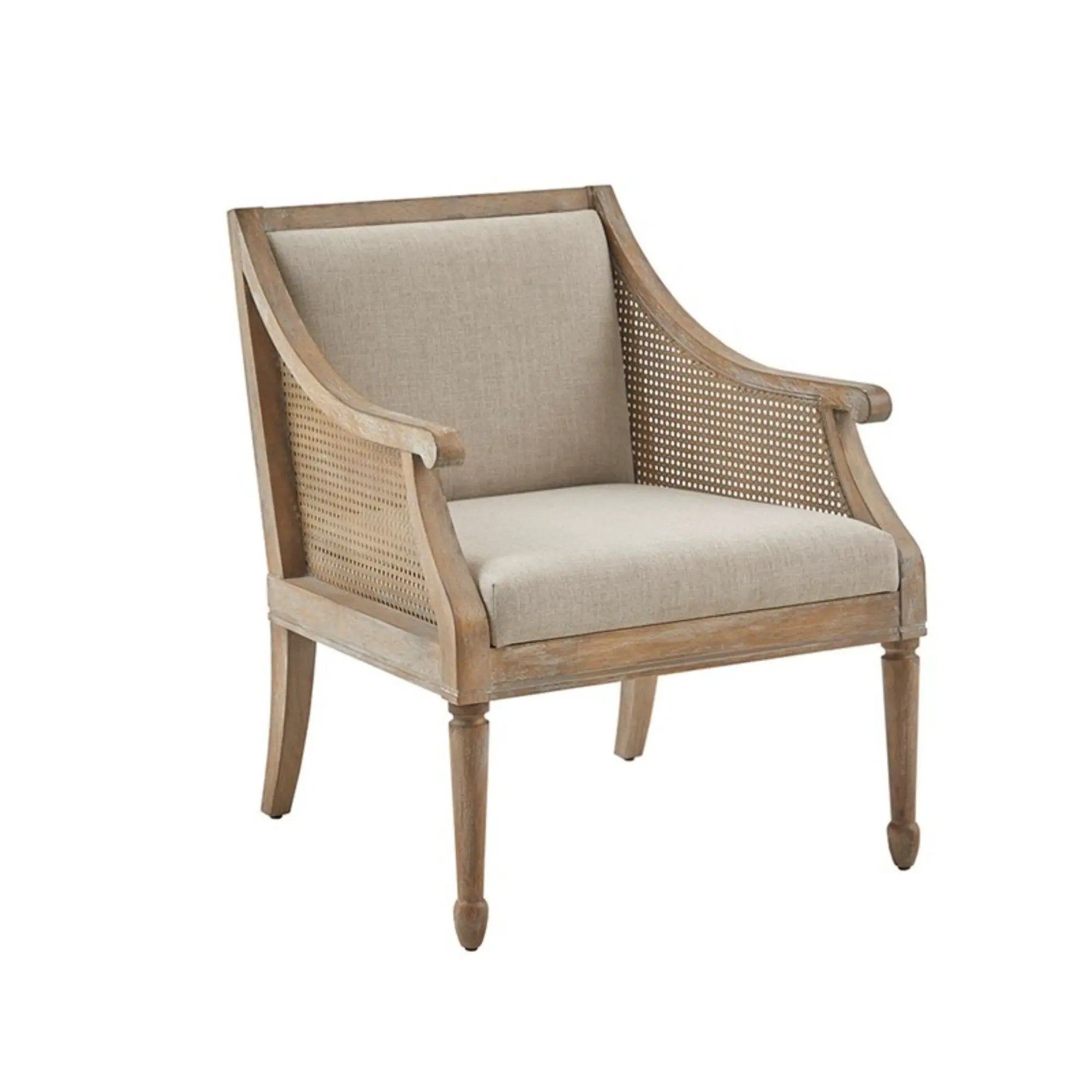 Transitional Cane Accent Armchair And Back Cushion - Natural by HouseOfZazla