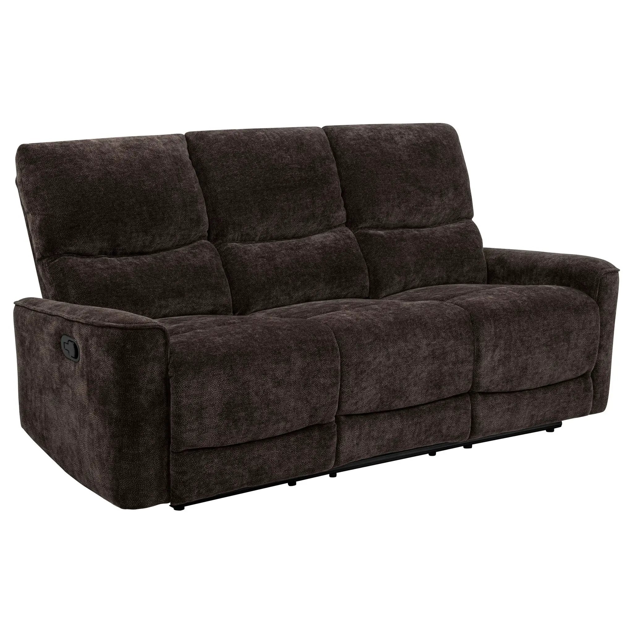 Navarro Chenille Upholstered Reclining Sofa Dark Brown by Unique Piece Furniture