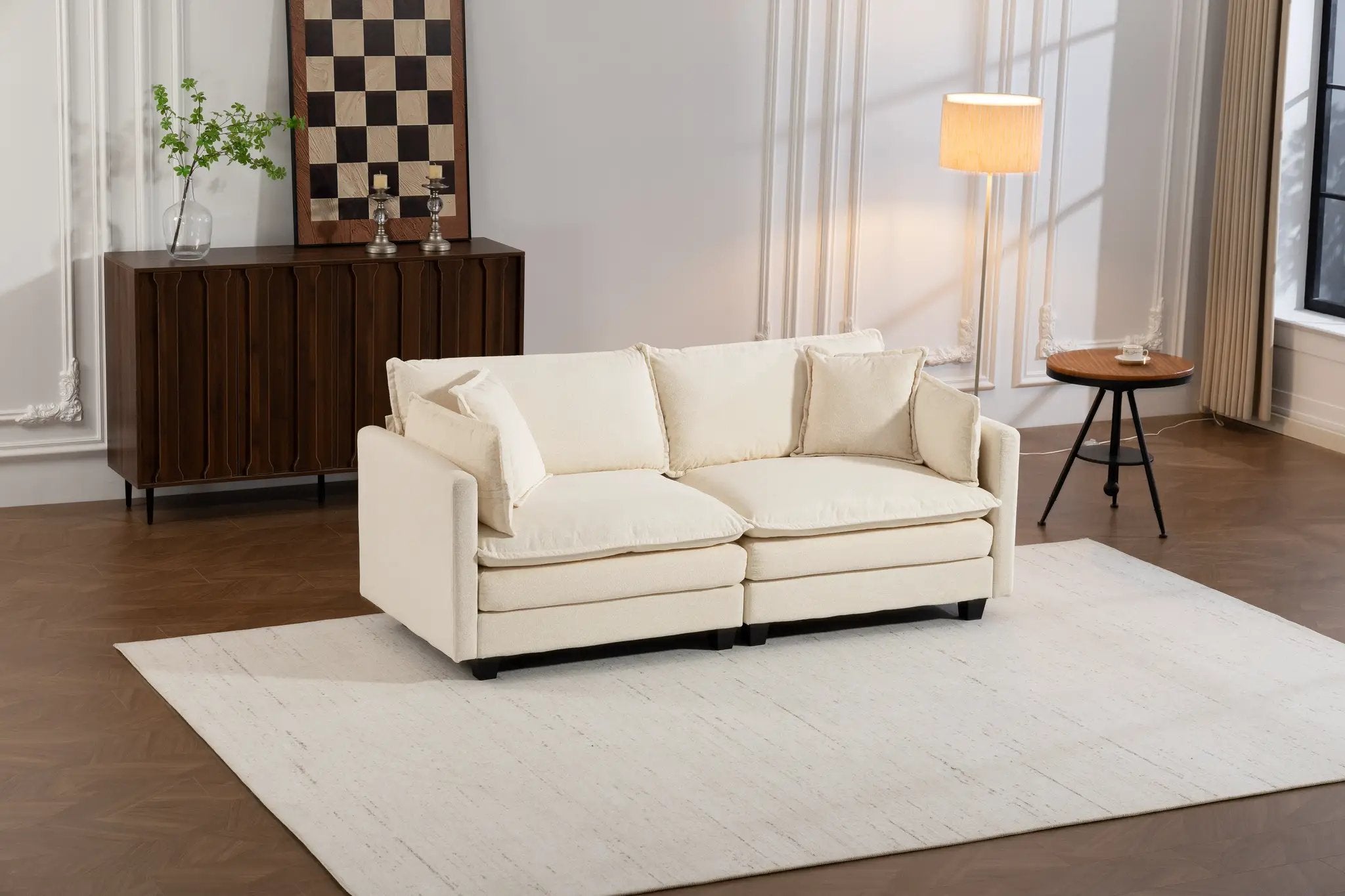 Modern 2-Seats Sectional Sofa with Waist Pillows by HouseOfZazla