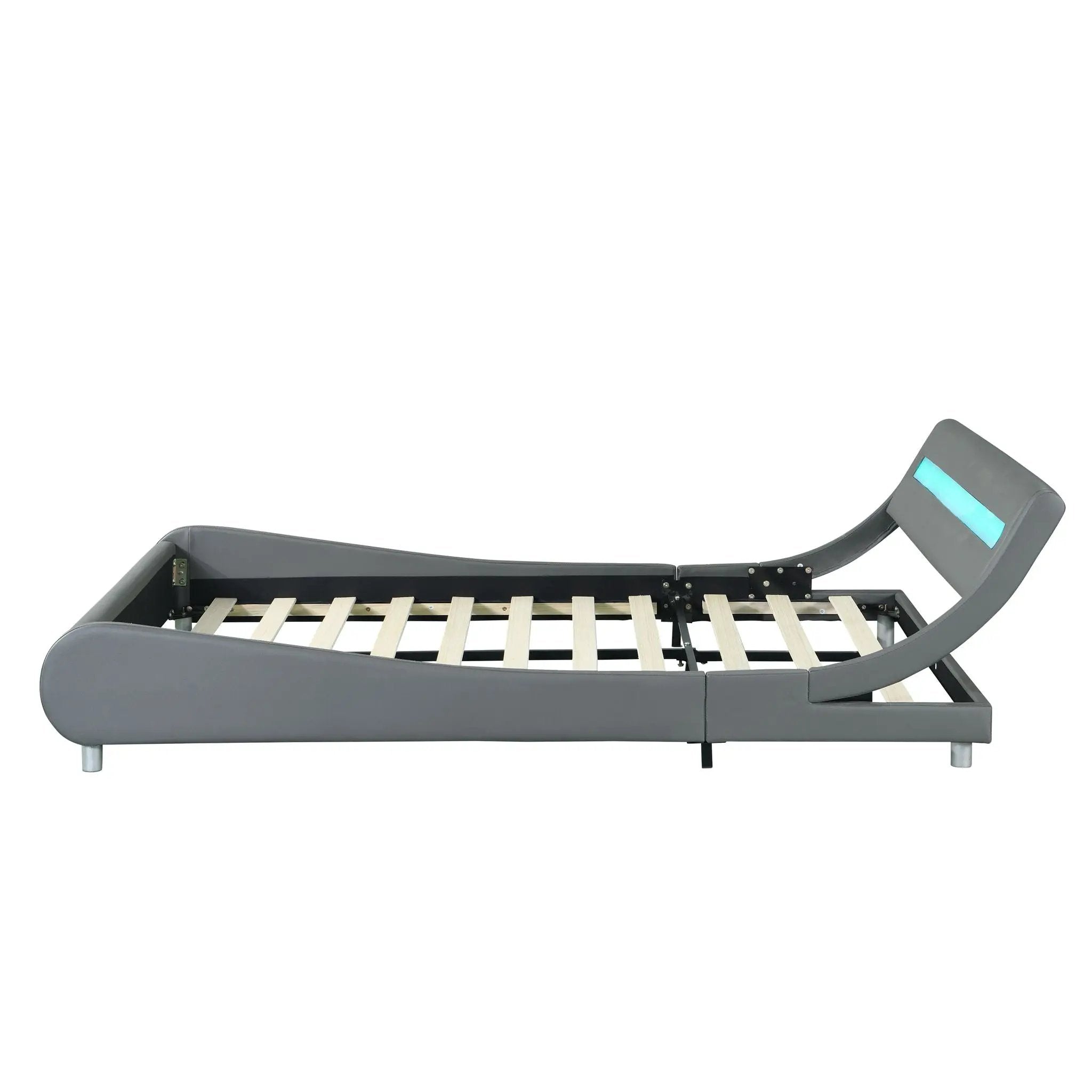 Queen Size Upholstered Platform Bed Frame with LED Lighting by HouseOfZazla