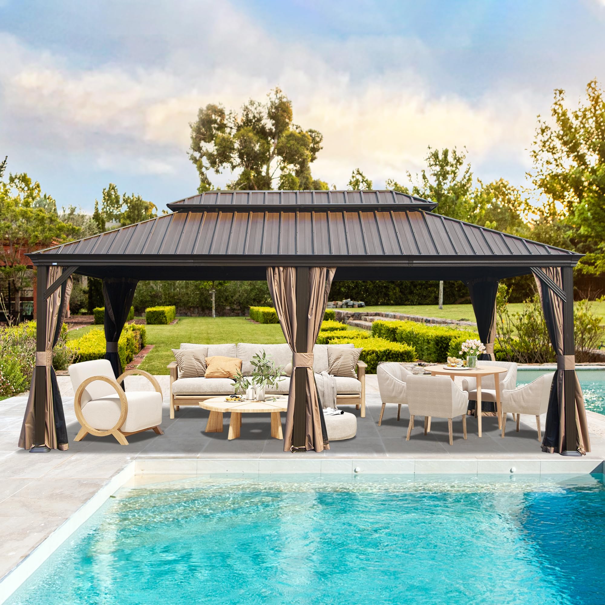 14' x 22' Hardtop Gazebo with Dual-Layer Galvanized Steel Roof by HouseOfZazla
