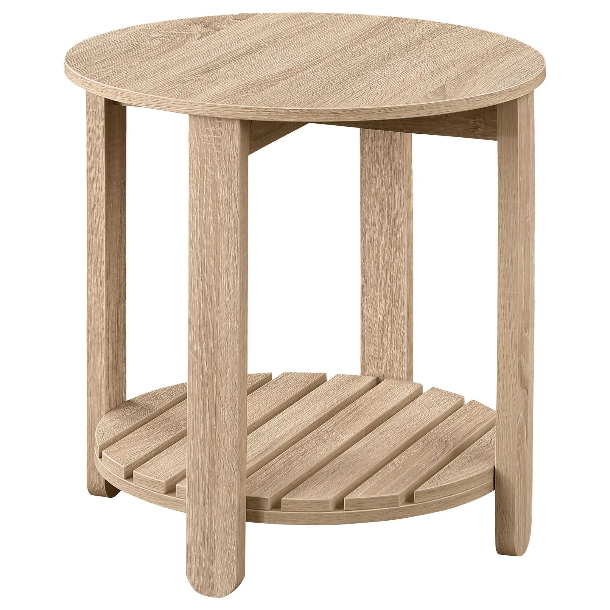 Fowler 1-shelf Round Engineered Wood Side End Table Natural by Unique Piece Furniture